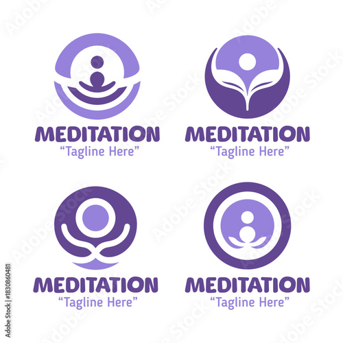 4 Meditation Logo Set Modern Mindfulness Symbol Collection