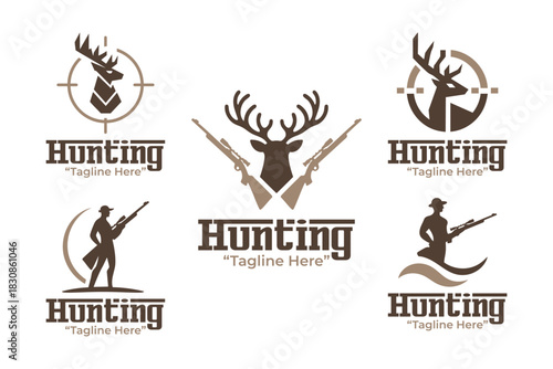 5 Hunting Logo Set Outdoor Sport and Wildlife Identity Collection