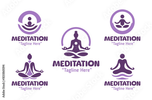 5 Meditation Logo Set Calmness and Wellness Identity Collection