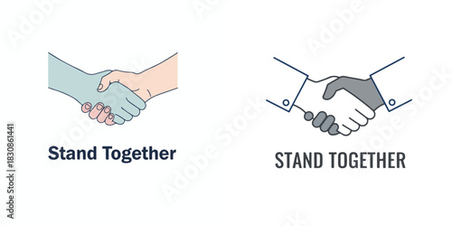 handshake poster, tagline “Stand Together”. Human Rights Poster. Vektor, design, minimalist, illustrations, set icon