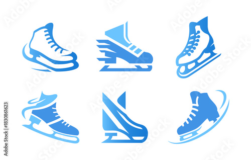 6 Ice Skating Logo Set Winter Motion and Performance Identity Collection