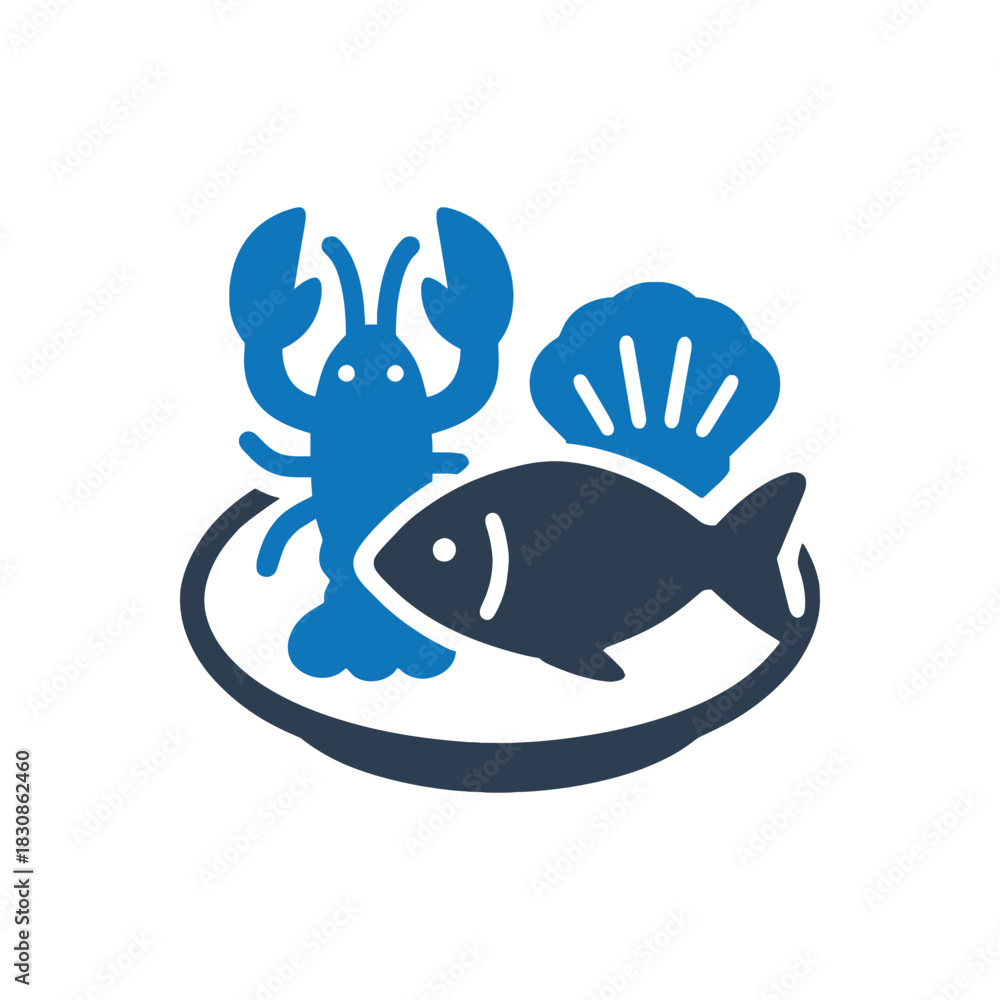 Obraz premium Gourmet Seafood Platter Dinner Icon
