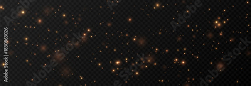 Magical festive background with fairy dust. Magical fairy dust PNG. Gold dust on a transparent background.