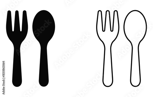Grab sleek and modern fork and spoon icons to elevate your culinary projects and designs, perfect for restaurant menus, recipe blogs, and elegant tableware promotions