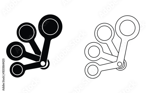 Precise measurements for perfect baking, a set of measuring spoons in solid and outline styles for culinary designs and kitchen illustrations, adding accuracy to your recipe creations