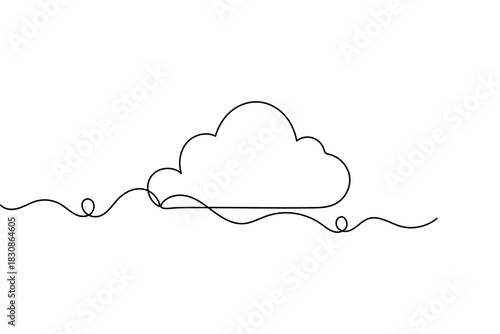Cloud continuous one line drawing in minimalist style with simple outline vector illustration
