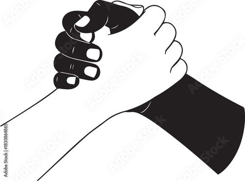 Two hands shaking in a strong handshake symbolizing unity and partnership