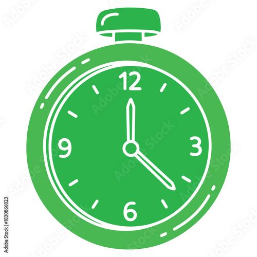 Green stopwatch icon showing time concept deadline time management and urgency graphic design element for web or print