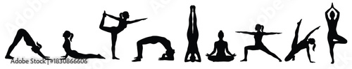 Yoga Silhouette Set – Meditation, Balance, Stretching, Fitness Poses