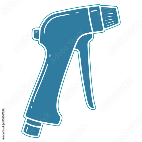 Illustration of a teal blue spray bottle isolated on white providing a design element for cleanliness and maintenance concepts