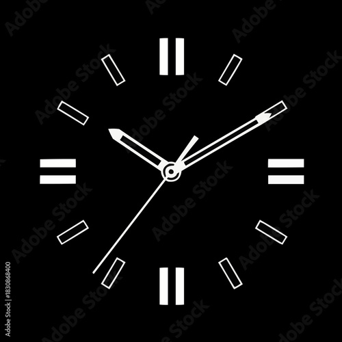 Minimalist Watch Face Illustration - Timekeeping Design on Black Background.