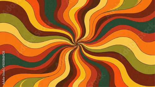 Retro swirl background design with orange yellow green and brown color palette abstract wallpaper illustration brazil ceara