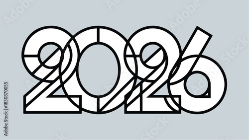 Artistic representation of the year 2026 in a modern design.
