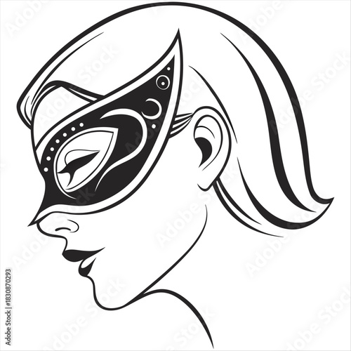 Different Mask silhouette isolated on transparent background Masquerade vector for apps or web party superhero carnival villain or burglar icon in flat. costume eye mask hidden person face