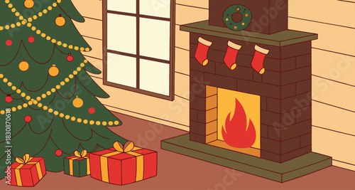 Christmas Village by the Fireplace