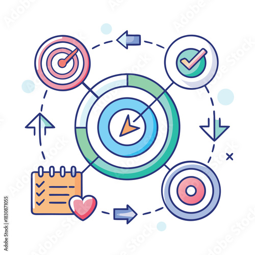 Business Strategy Target and Process Infographic Vector