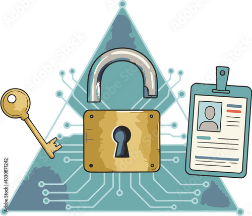 Protect your digital information through security identification padlock key and access control systems