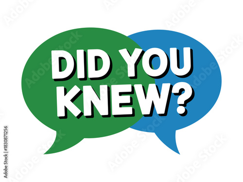 Two overlapping speech bubbles with the text did you knew in white letters