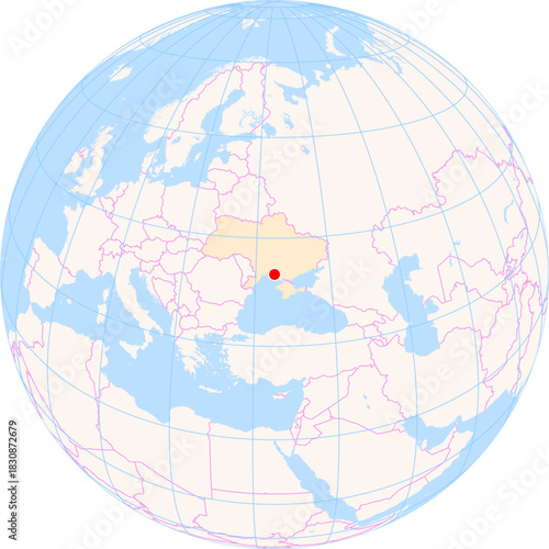 Location Map of Kherson Int. Airport (Kherson, Kherson, Ukraine). IATA-code: KHE. No labels at all.