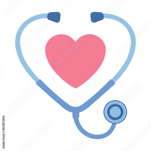 Stethoscope with love heart in center for diagnosis and treatment concept