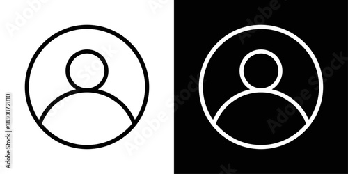 User profile icon in black and white stroke on background, suitable for accounts, login panels, and dashboard identity sections.