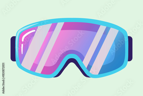 Ski goggles with neon color isolated on pastel background for sport concept