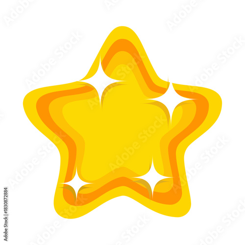 Cartoon star with sparkle isolated on white background for dreamy concept