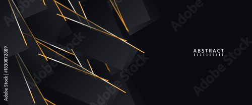 Black Friday Sale banner design. Vector illustration with black paper letter sign on geometric background with golden stripes. modern trendy design