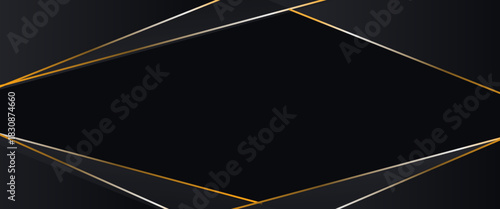Black Friday Sale banner design. Vector illustration with black paper letter sign on geometric background with golden stripes.