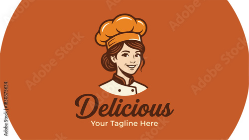 Chefs Delight A Culinary Logo Featuring a Smiling Woman.