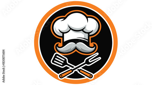 Chefs Hat and Utensils Culinary Emblem of Expertise.