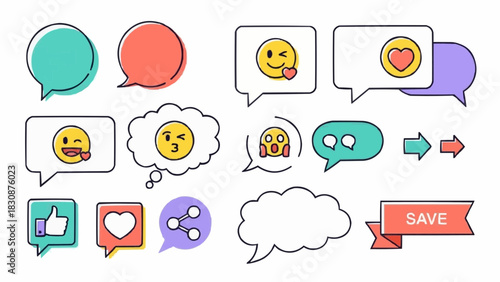 Emoji speech bubbles and chat bubbles vector design for social media communication and message interface design brazil ceara