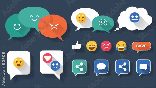 Social media emoji reactions and chat bubbles vector set for app design and user interface elements design needs brazil ceara