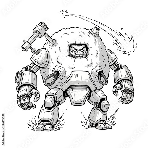 Cartoon robot character scifi futuristic armor machine technology weapon