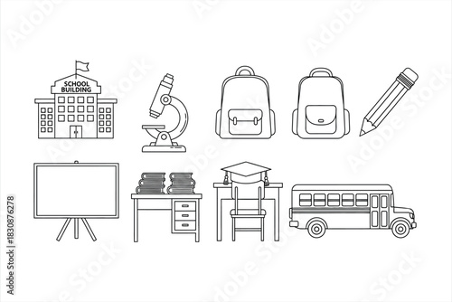 School and Education Icons Set