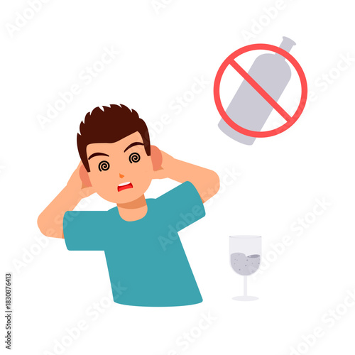 Cartoon businessman character holding a no smoking and no alcohol vector illustration sign