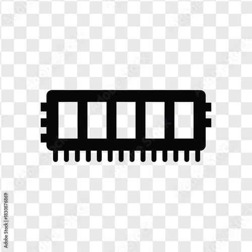 RAM Chip Icon: A minimalist icon of a Random Access Memory chip, representing the core of modern computing, designed for graphic resources. 