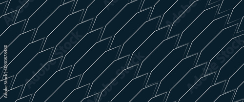 Luxury hexagonal navy green emerald blue metal background with golden beige light lines. Dark sea wave 3d geometric texture illustration.