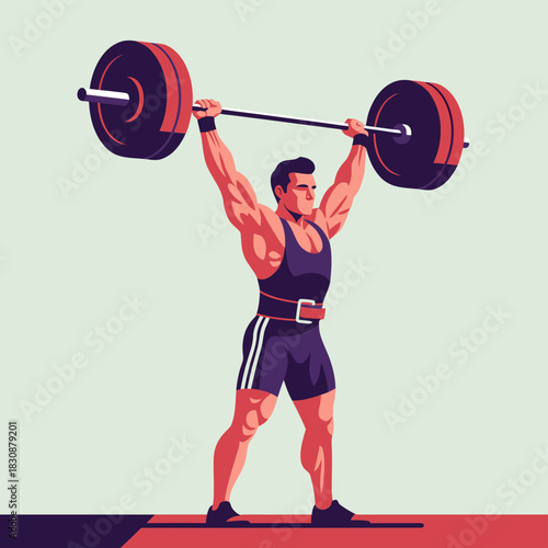 Weightlifting Overhead Flat Illustration