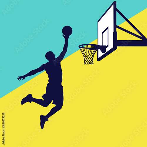 Basketball Dunk Flat Illustration