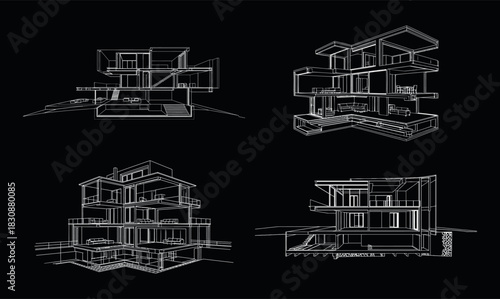 Architectural Cutaway Design Building Plan Structure Illustration