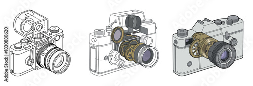 Camera Cutaway Design Technical Illustration