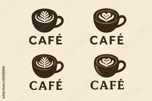 Café Latte Art Logo Set