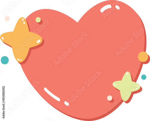 cute hand drawing cartoon pink heart. cute drawing for valentine sticker, doodle.
