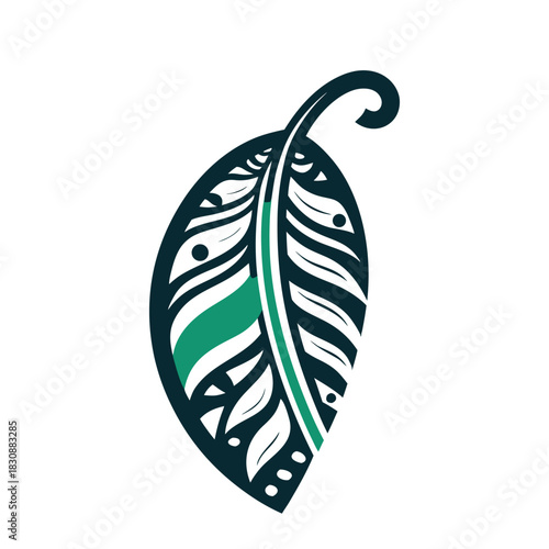 Abstract Leaf Vector Icon with Tribal Design Vector Icon Set of Various Transportation Vehicles