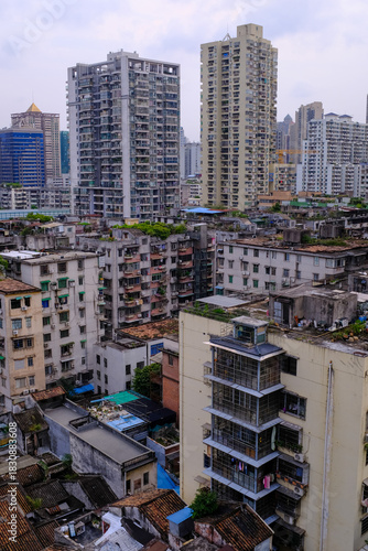 The view of the cityscape of Yuexiu district of Guangzhou city, China. Old town, the residential area in Guangzhou. China Cityscape and travel scene.