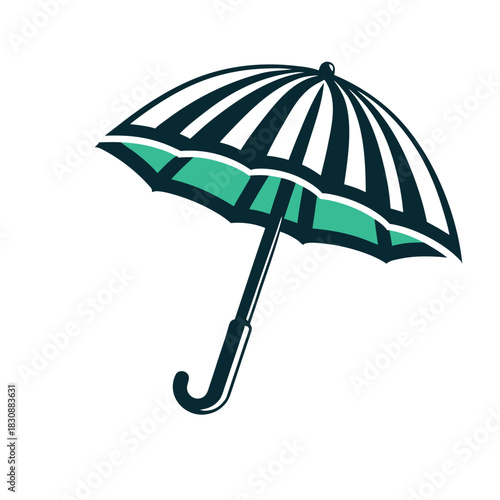 Stylish Striped Umbrella Illustration Vector Icon Set of Various Transportation Vehicles