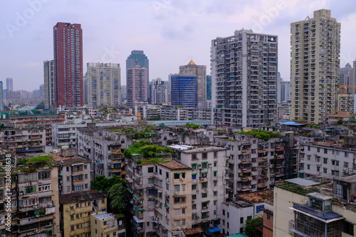 The view of the cityscape of Yuexiu district of Guangzhou city, China. Old town, the residential area in Guangzhou. China Cityscape and travel scene.