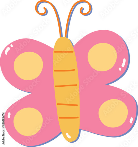 hand drawing cartoon butterfly sticker