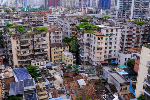 The view of the cityscape of Yuexiu district of Guangzhou city, China. Old town, the residential area in Guangzhou. China Cityscape and travel scene.